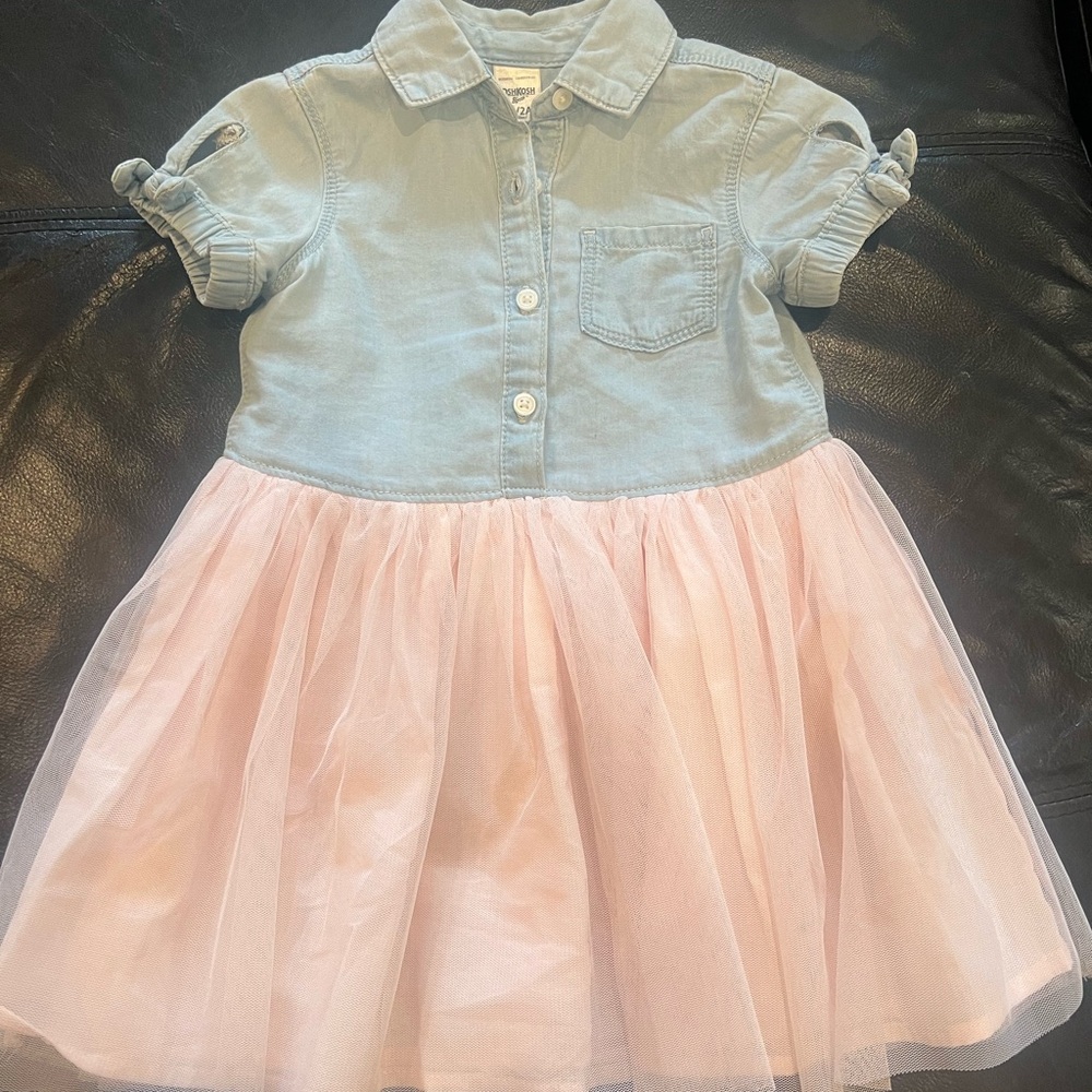 OshKosh B'gosh Light Blue Denim Top and mesh bottom dress